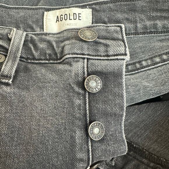AGOLDE Nico High Rise Skinny Jeans with Stretch in Washed Black/Gray sz 27 - Picture 5 of 9